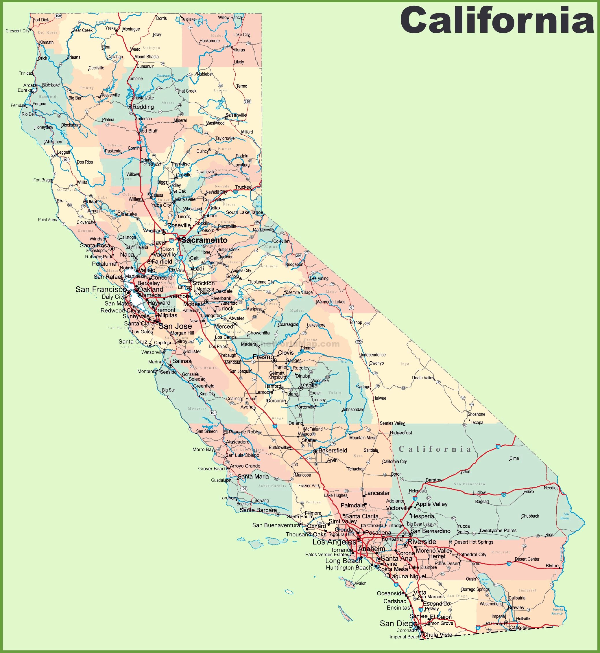 california map cities and towns Large California Maps For Free Download And Print High california map cities and towns
