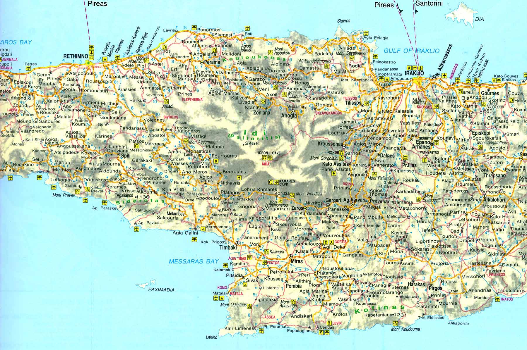 Карта Крита С Достопримечательностями