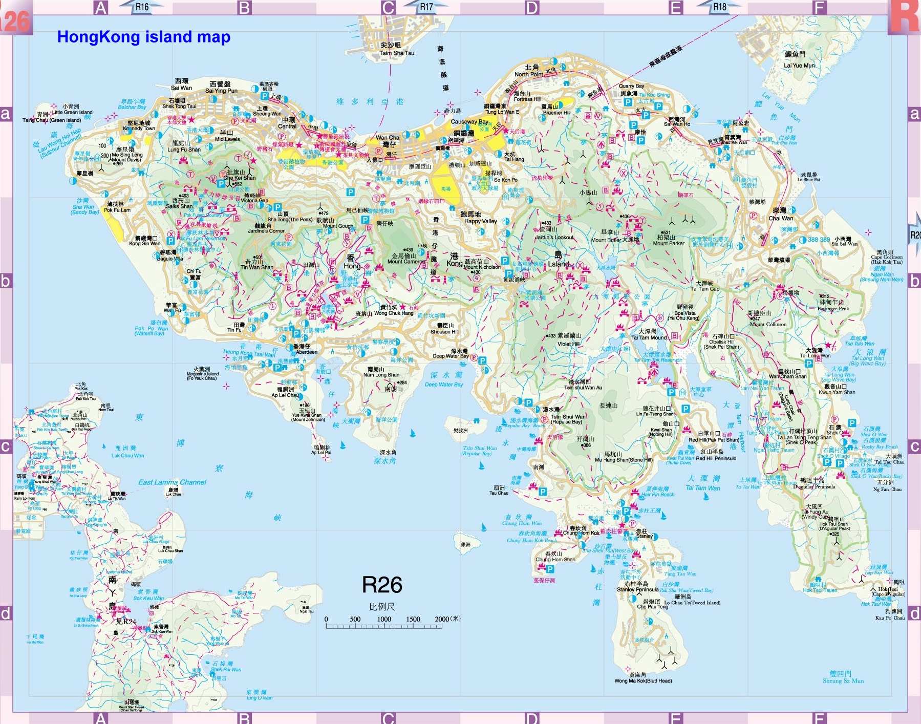 Stadtplan Hong Kong| Detaillierte gedruckte Karten von Hong Kong, Hong