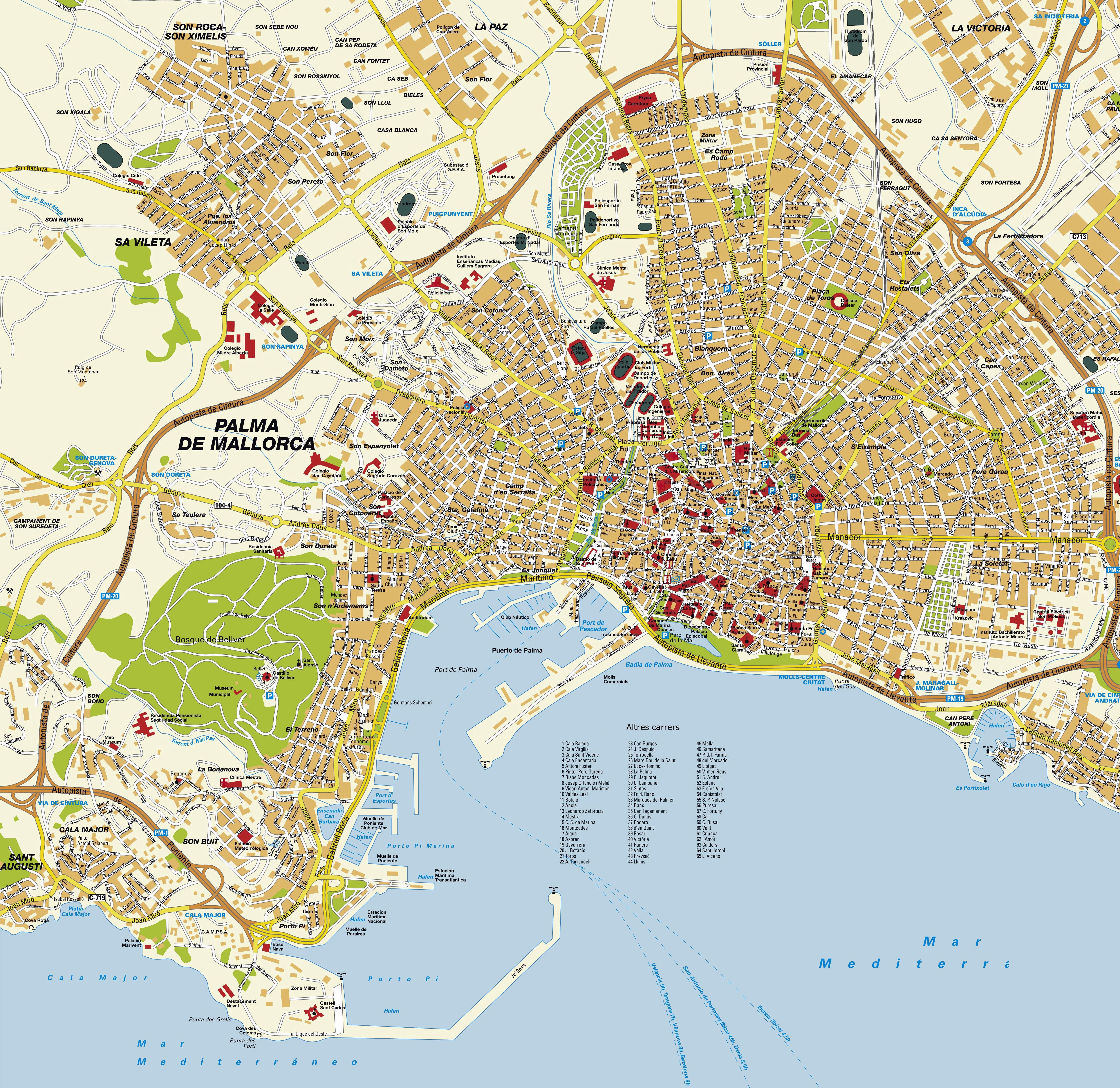 Large Palma de Mallorca Maps for Free Download and Print | High