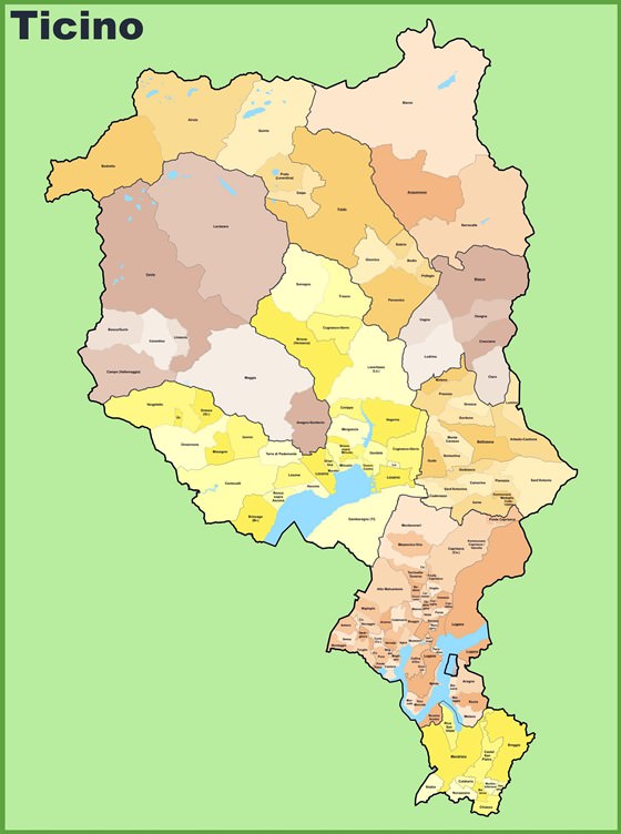 Interaktive Karte von Tessin - Sehenswürdigkeiten finden. Wander- und Radwege