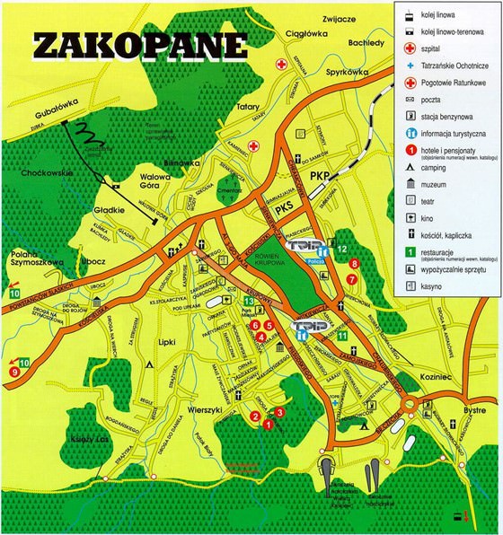 Detailed map of Zakopane 2