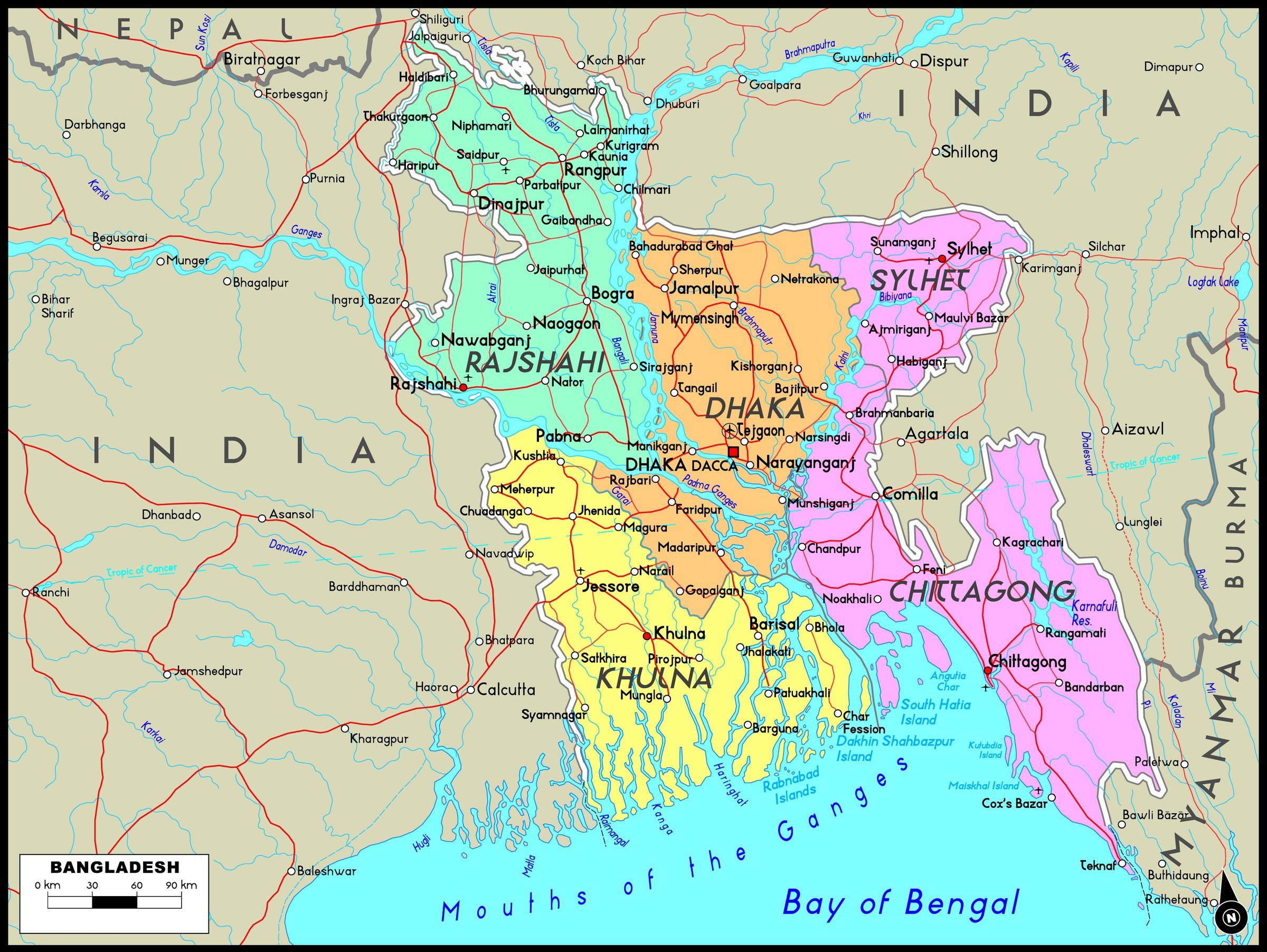 Карты Бангладеша Большие карты Бангладеша с возможностью скачать и