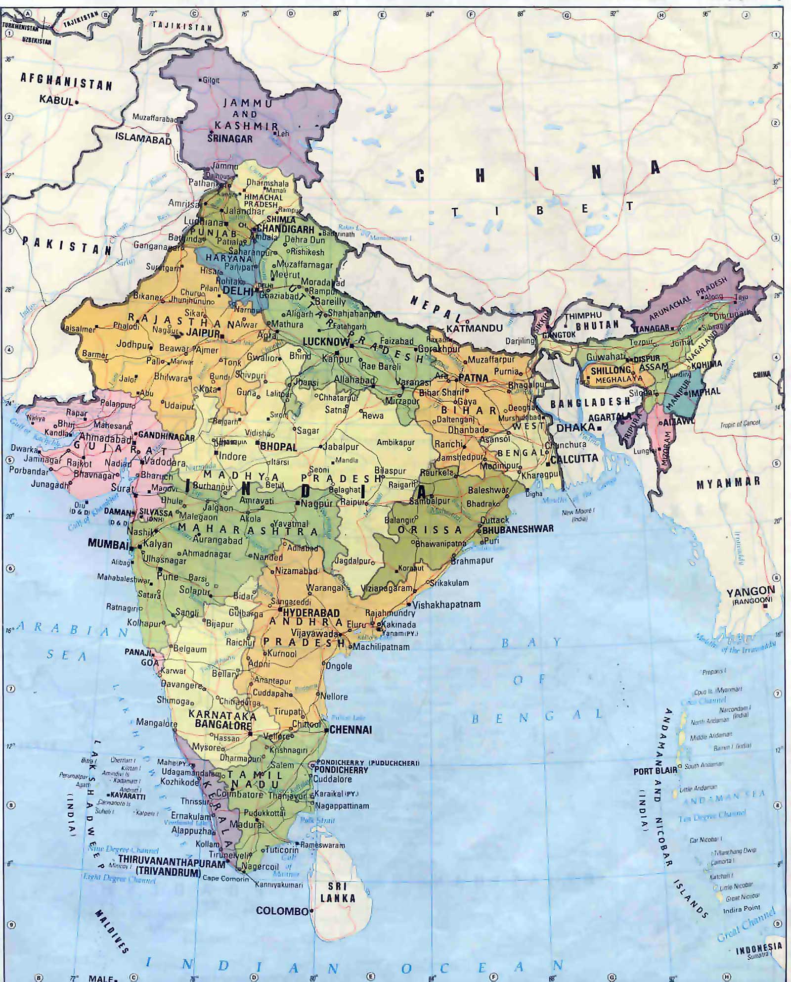 Free Political Map Of India