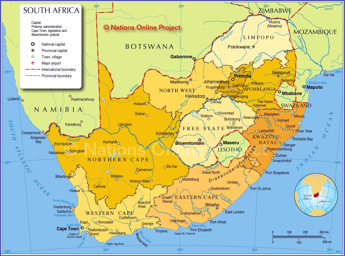 Zuid-Afrika landkaart | Afdrukbare plattegronden van Zuid-Afrika
