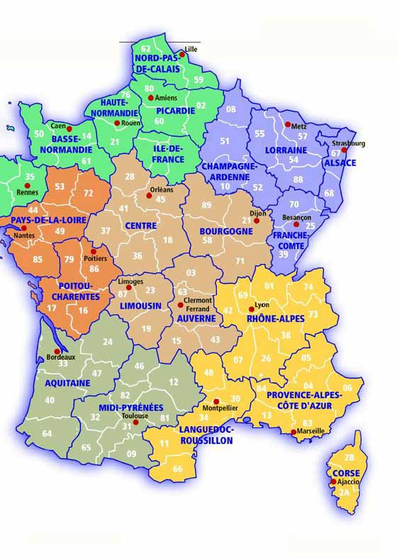 Детальная карта Франции