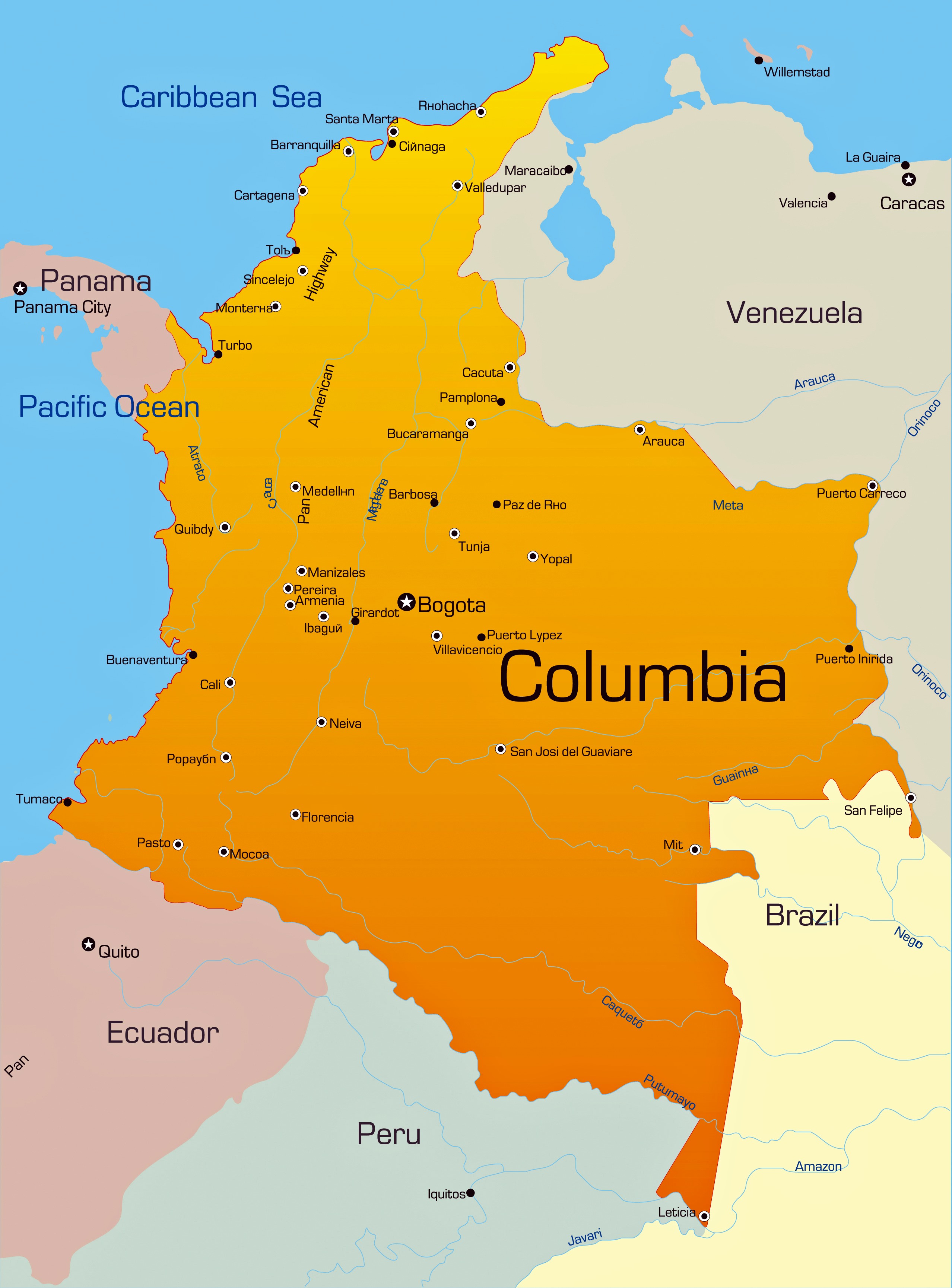 Mapa De Ciudades De Colombia Orangesmile