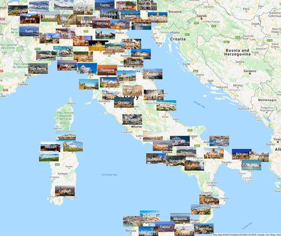 Карта городов Италии