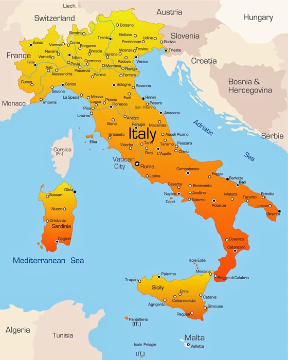 Карта городов Италии