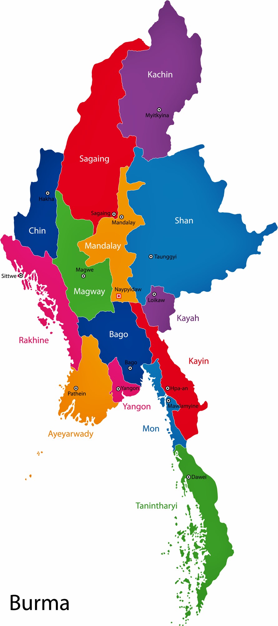 Myanmar Karte Mit Sehenswürdigkeiten Karten Landkarten Von Myanmar