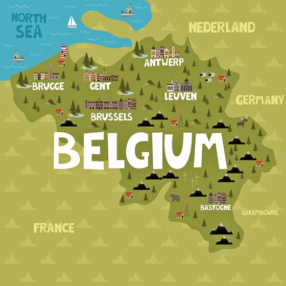 Map of sights in Belgium