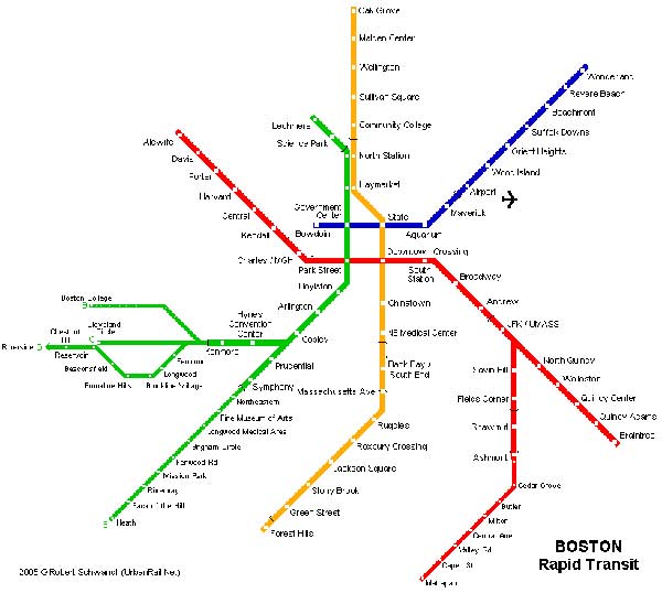 Detailed metro map of Boston - download for print out