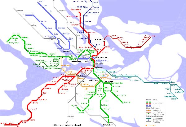 Детальная карта метро Стокгольма - скачать или распечатать