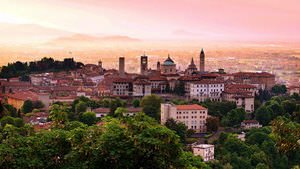 Sunrise at Bergamo old town, Lombardy