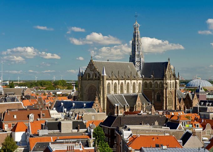 great church towering over haarlem