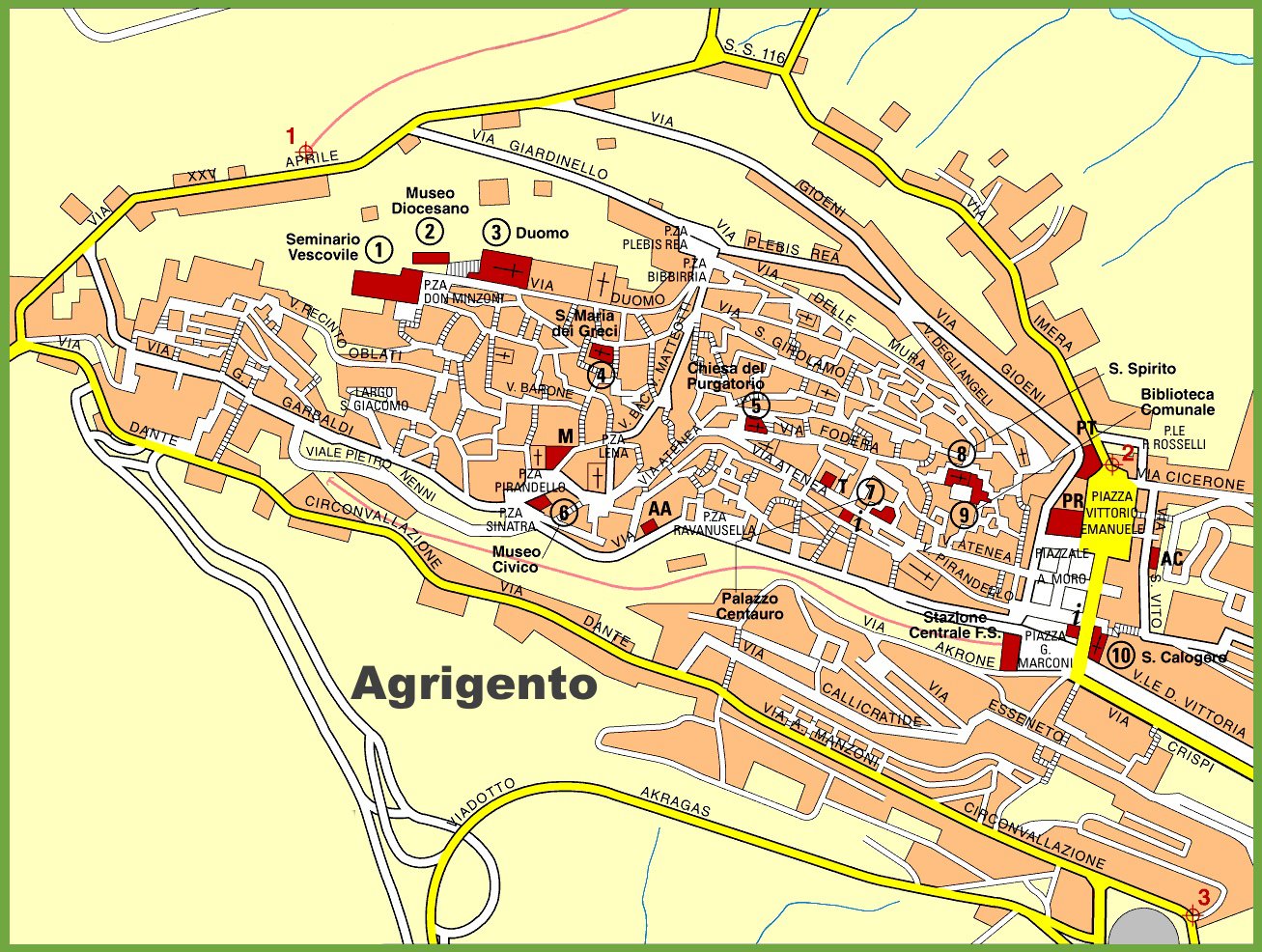 Centro histórico visita -Agrigento en Sicilia - Agrigento: Valle de los Templos (V. dei Templi) - Sicilia - Foro Italia