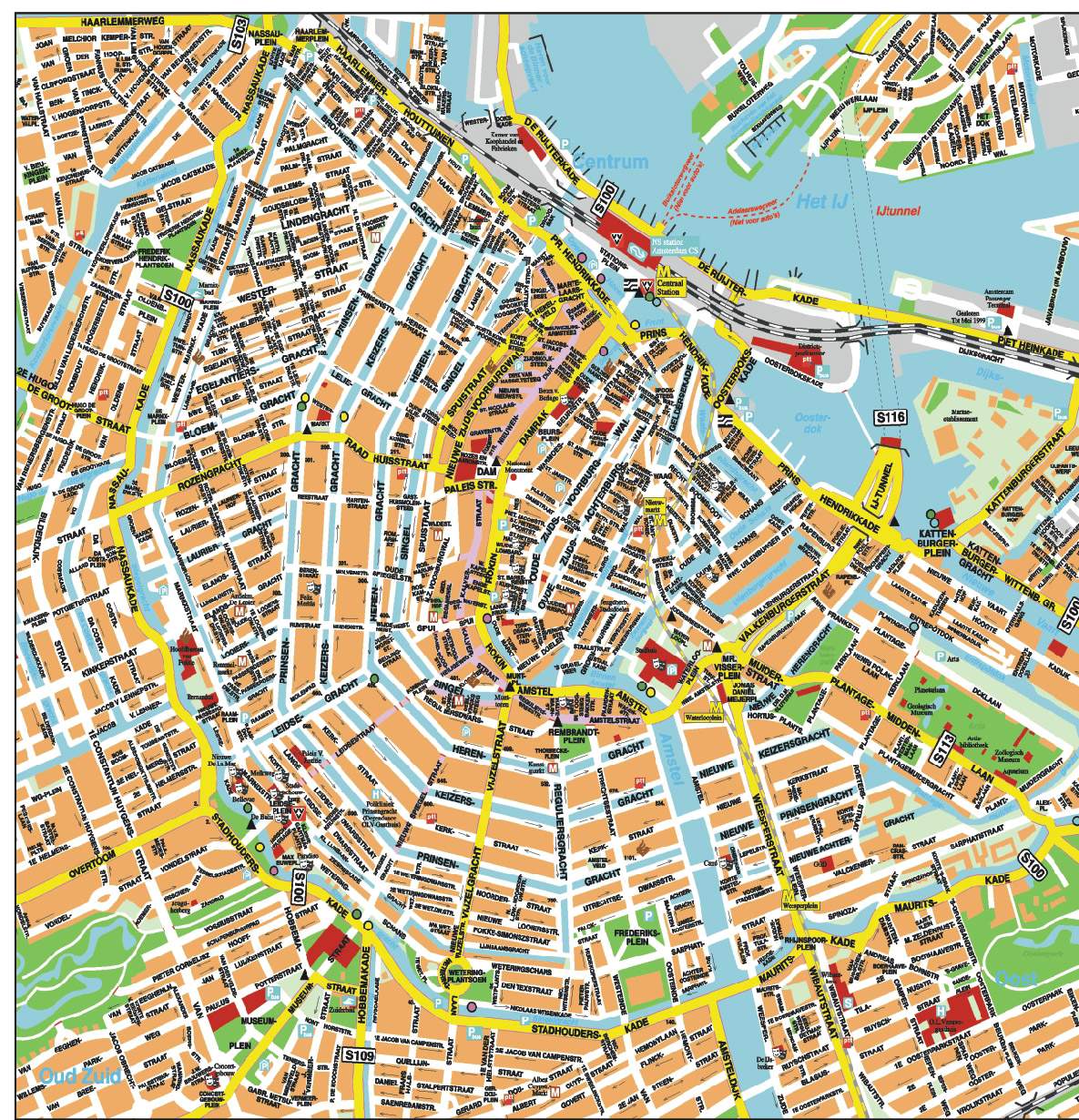 Stadtplan von Amsterdam | Detaillierte gedruckte Karten von Amsterdam