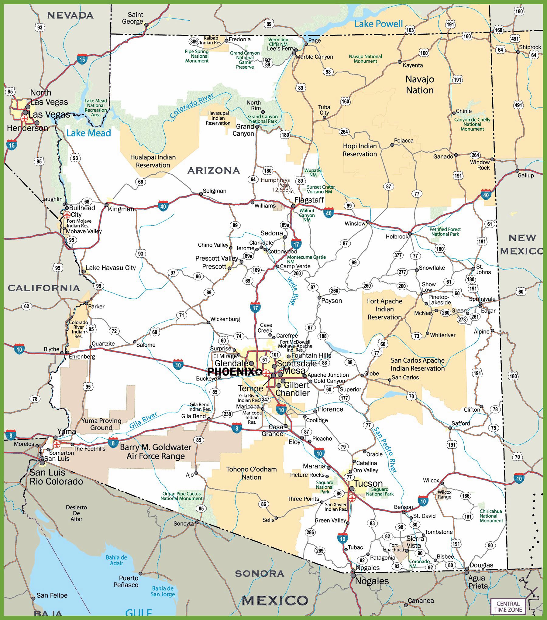 map of arizona with towns        <h3 class=