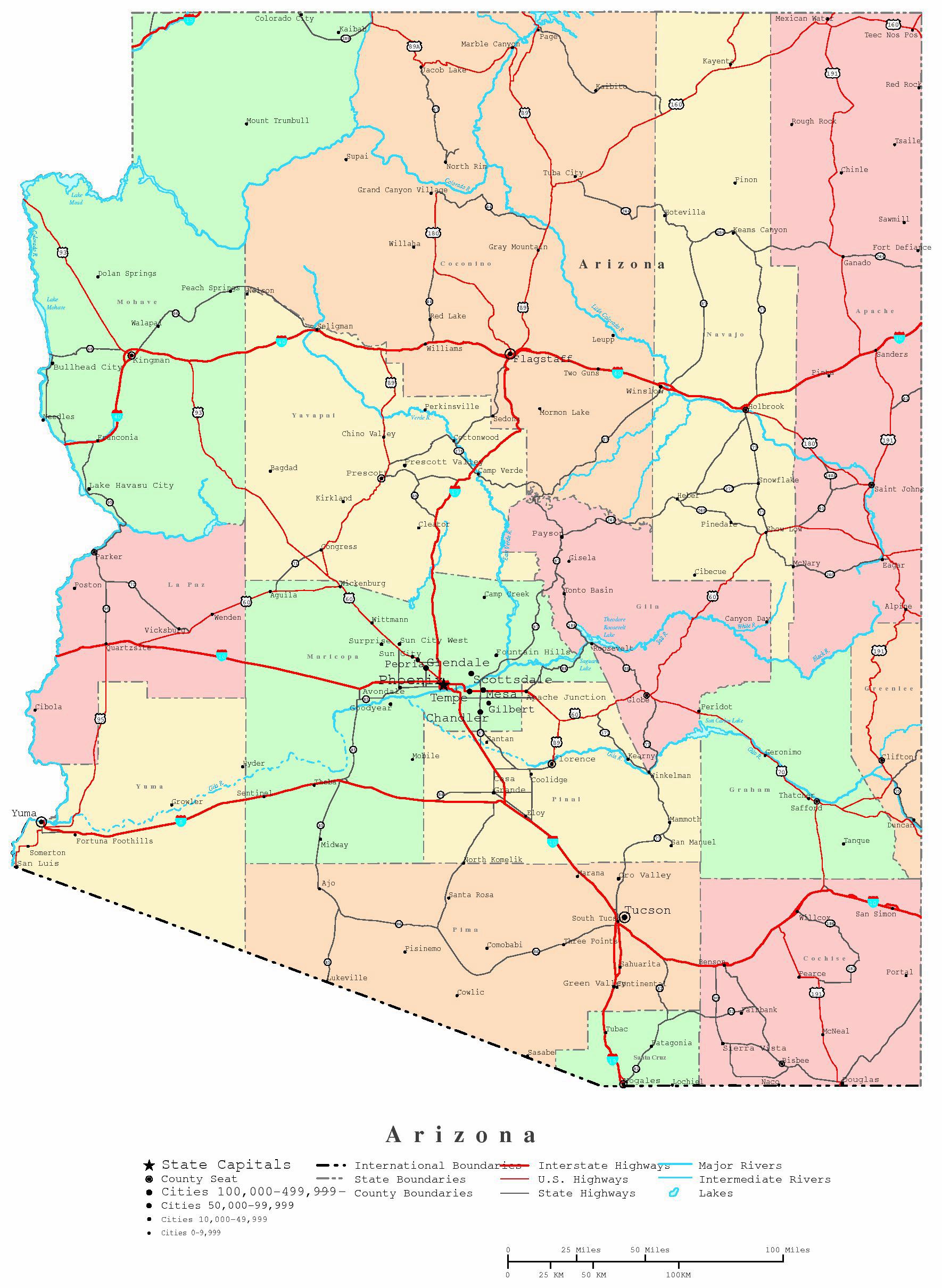 Free Arizona Road Map Large Arizona Maps For Free Download And Print | High-Resolution And  Detailed Maps