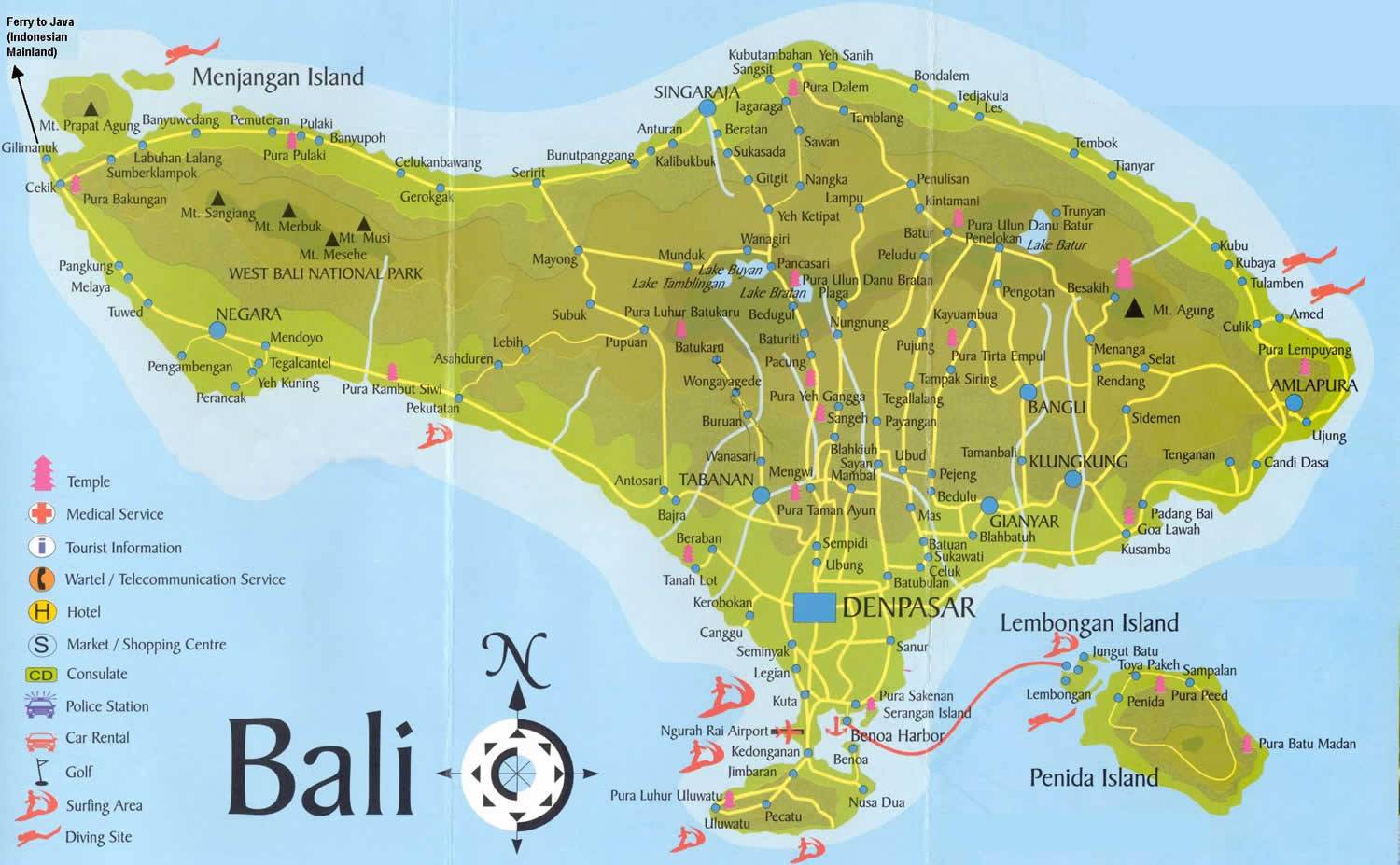 bali tourist places map