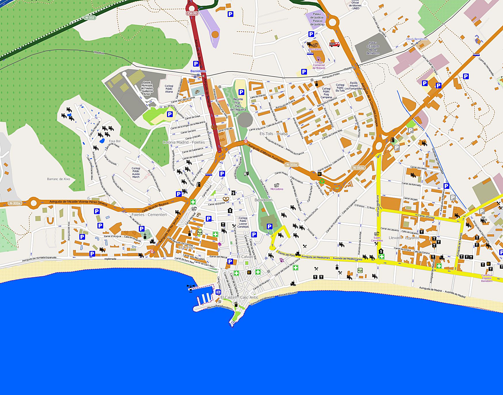 Benidorm Playa De Levante Plano Plan Mapa Map Carte Karte | My XXX Hot Girl