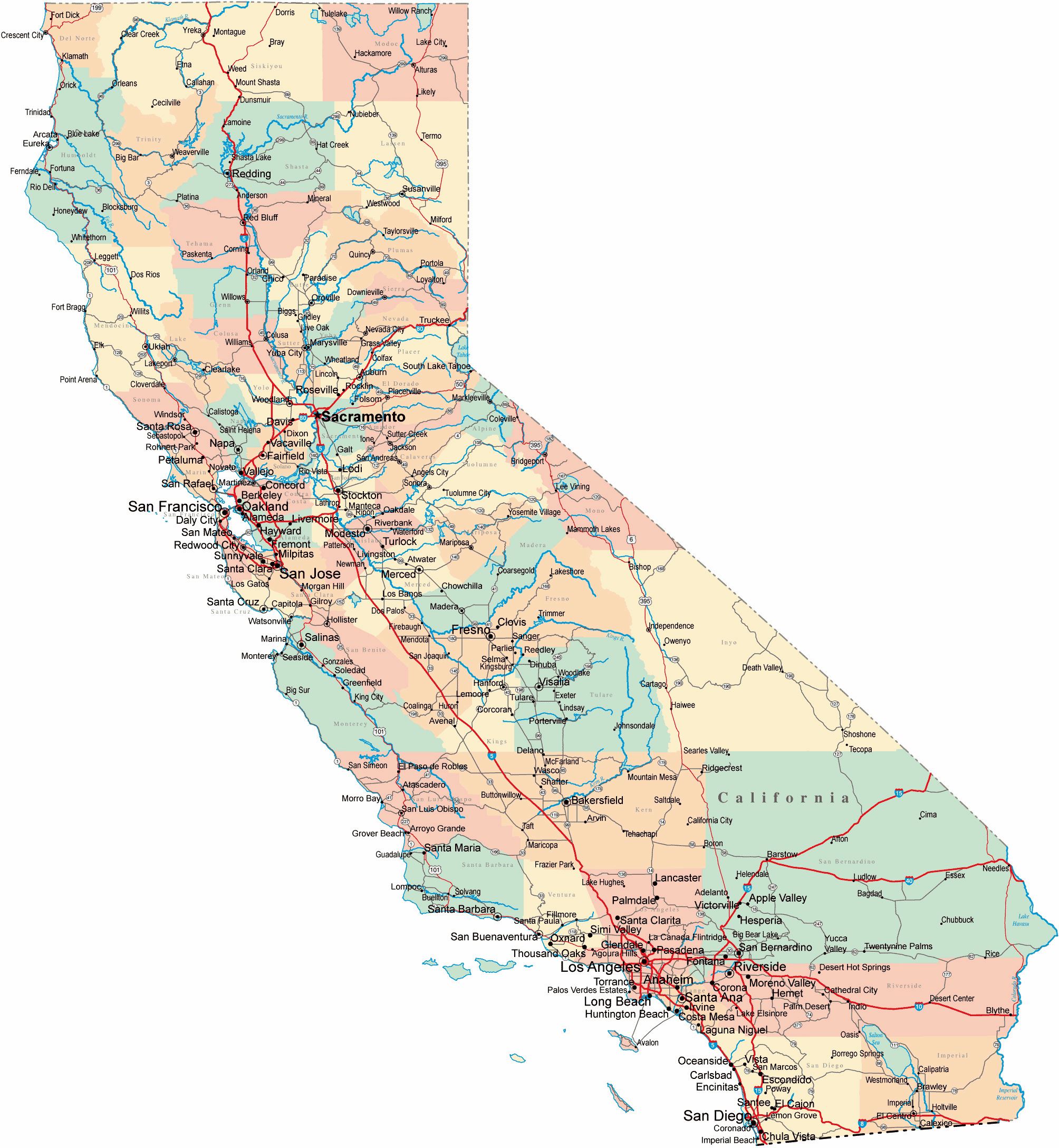 california on map