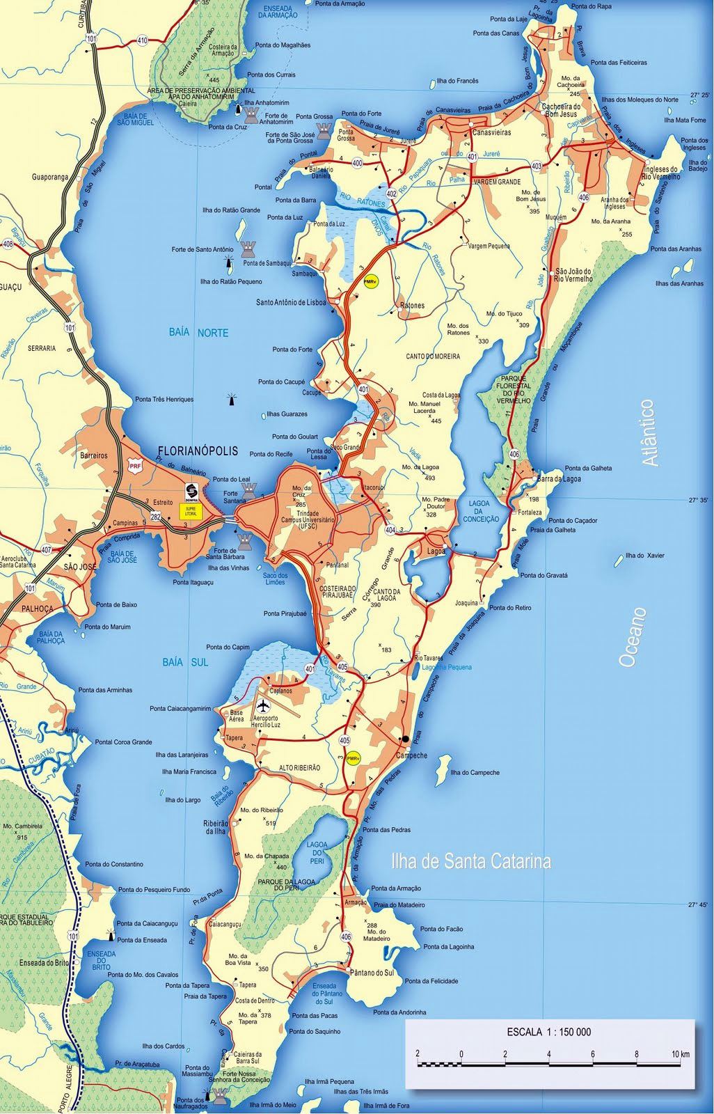 Stadtplan von Florianopolis | Detaillierte gedruckte Karten von
