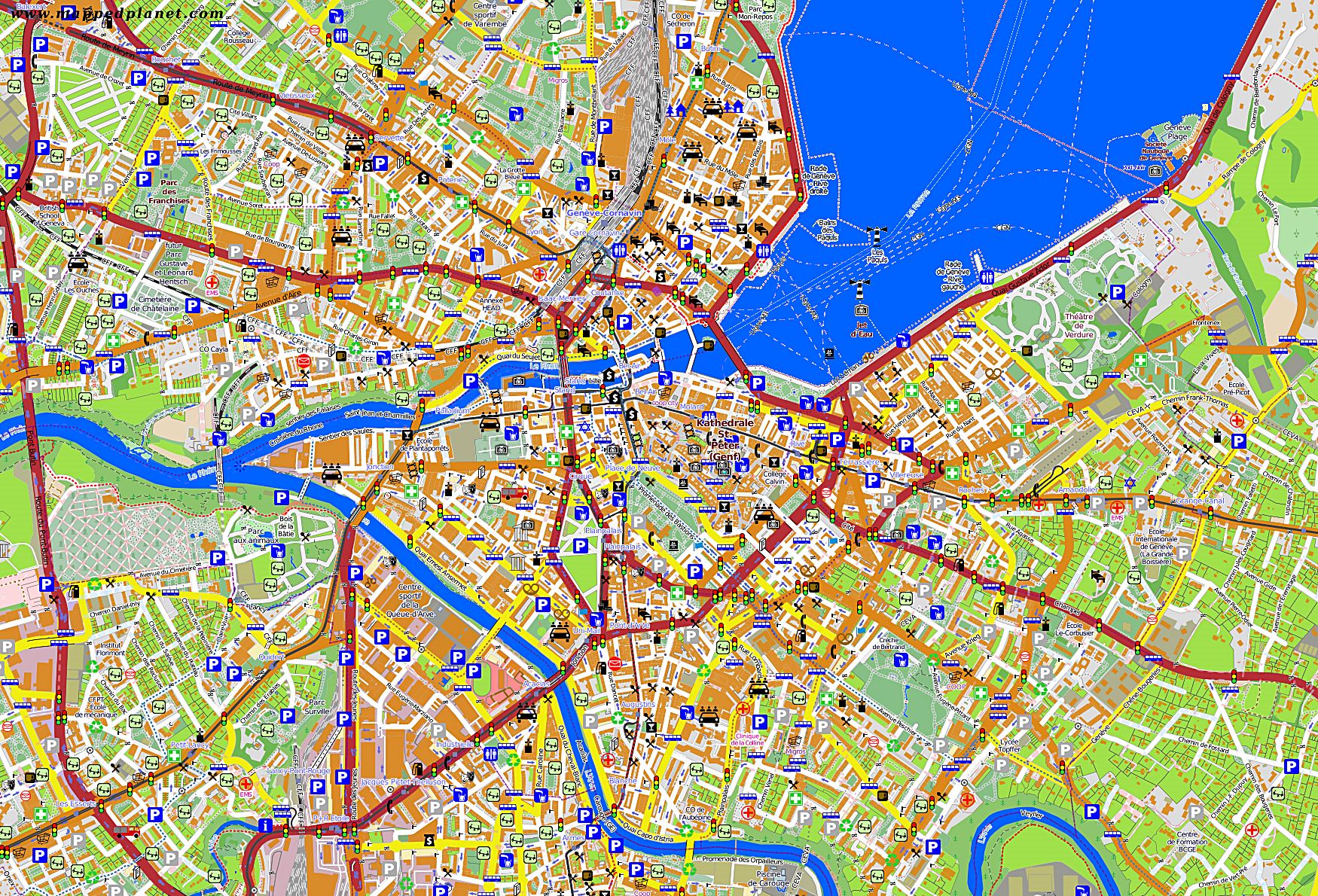 Large Geneva Maps for Free Download and Print | High-Resolution and
