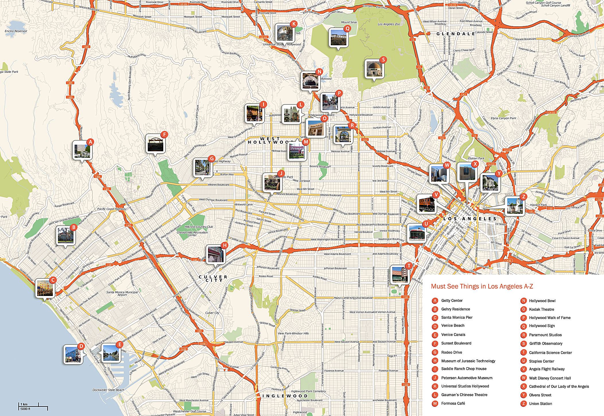 Mapas Detallados de Hollywood para Descargar Gratis e Imprimir