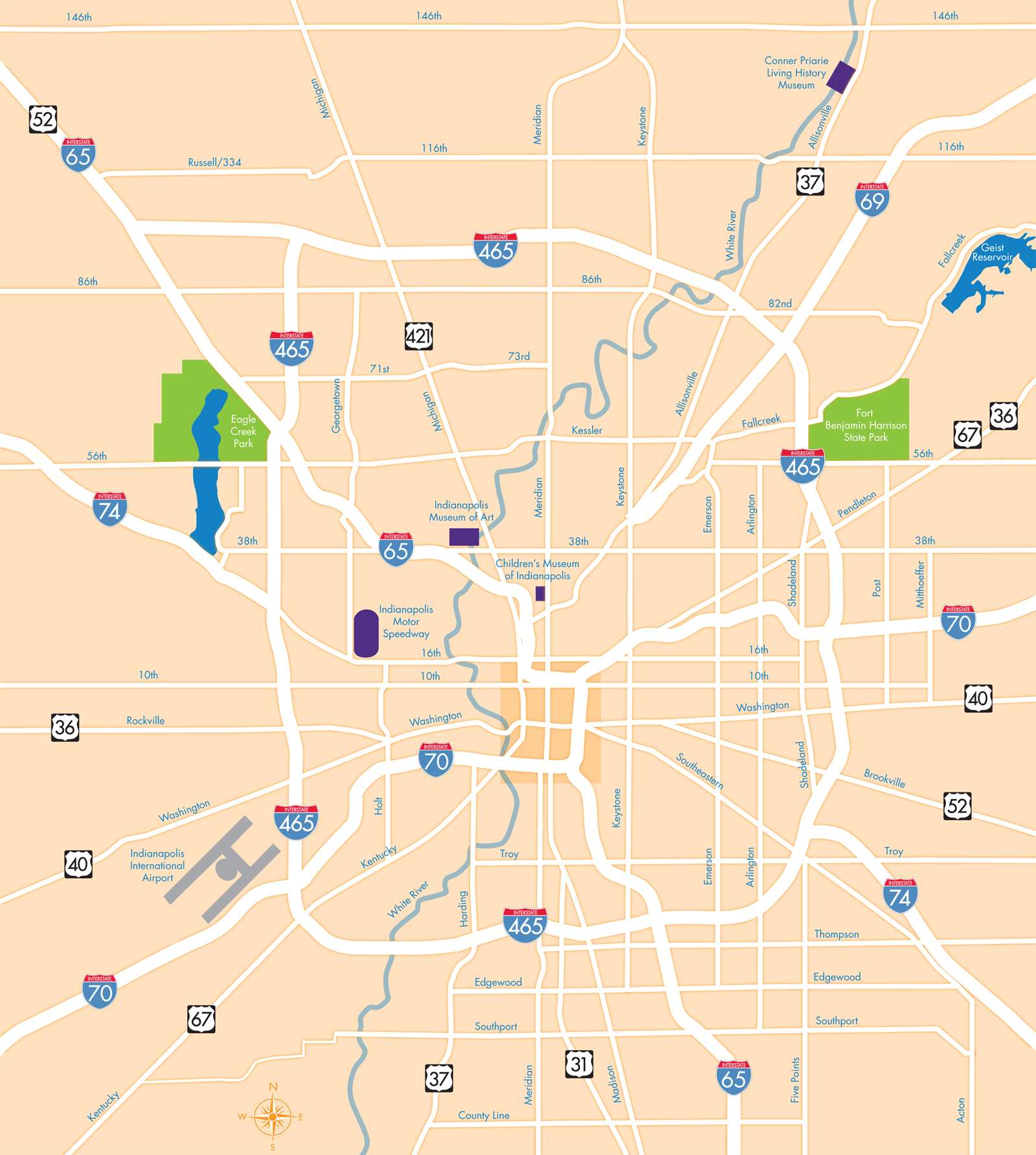 Indianapolis In The Map Large Indianapolis Maps For Free Download And Print | High-Resolution And  Detailed Maps