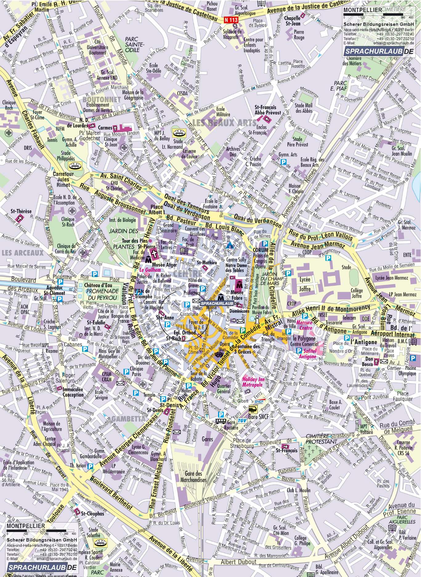 Large Montpellier  Maps for Free Download and Print High 