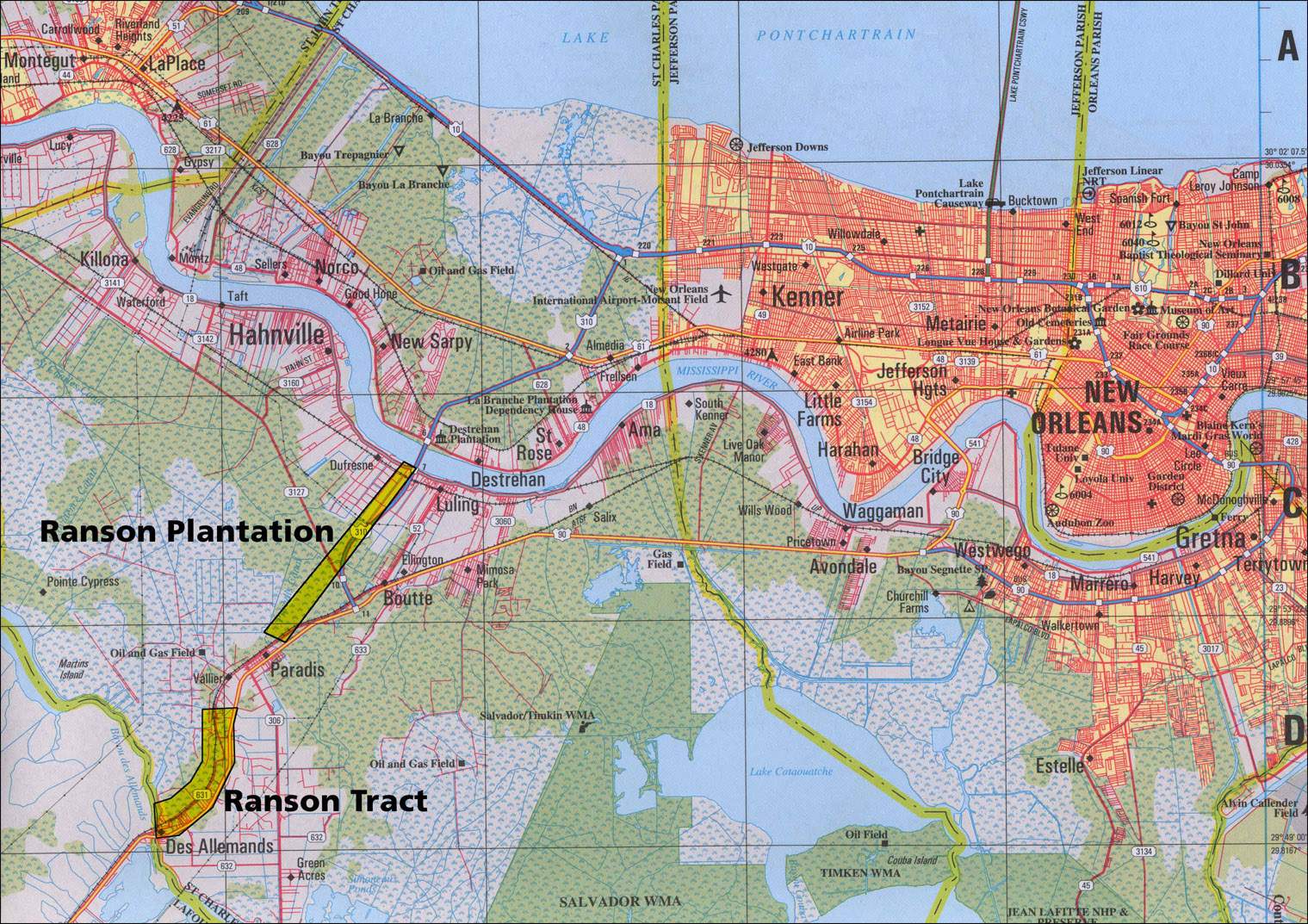 Stadtplan von New Orleans Detaillierte gedruckte Karten von New