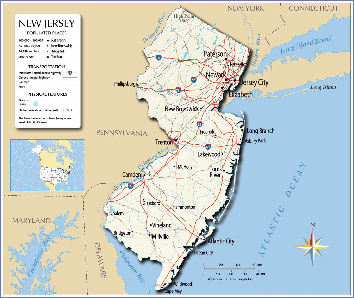 car rental jersey city new jersey Large new jersey state maps for free ...