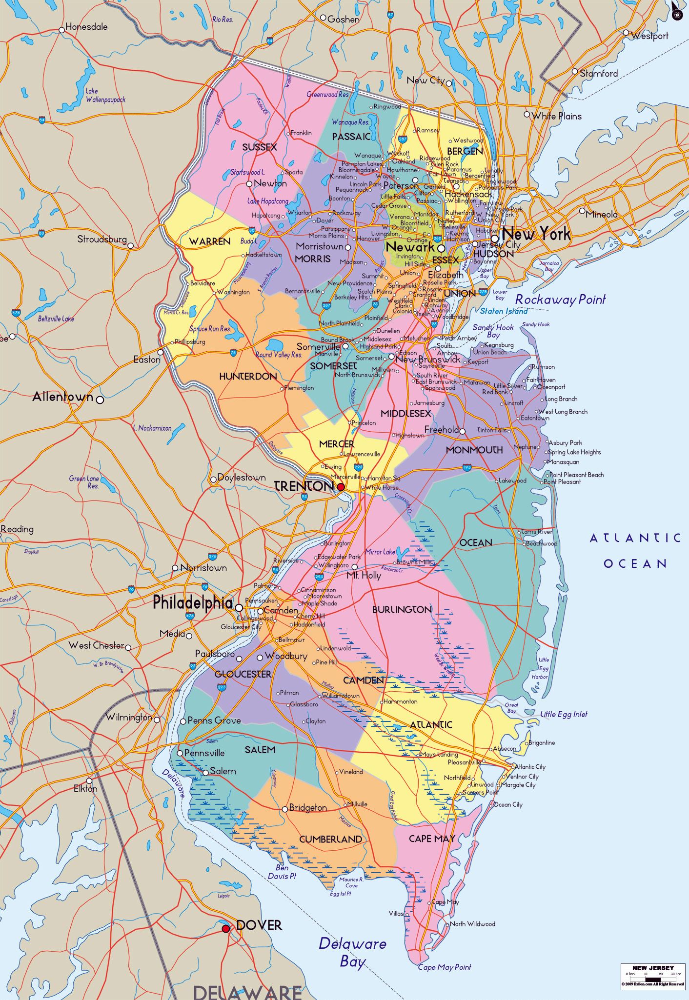 Large New Jersey State Maps for Free Download and Print High