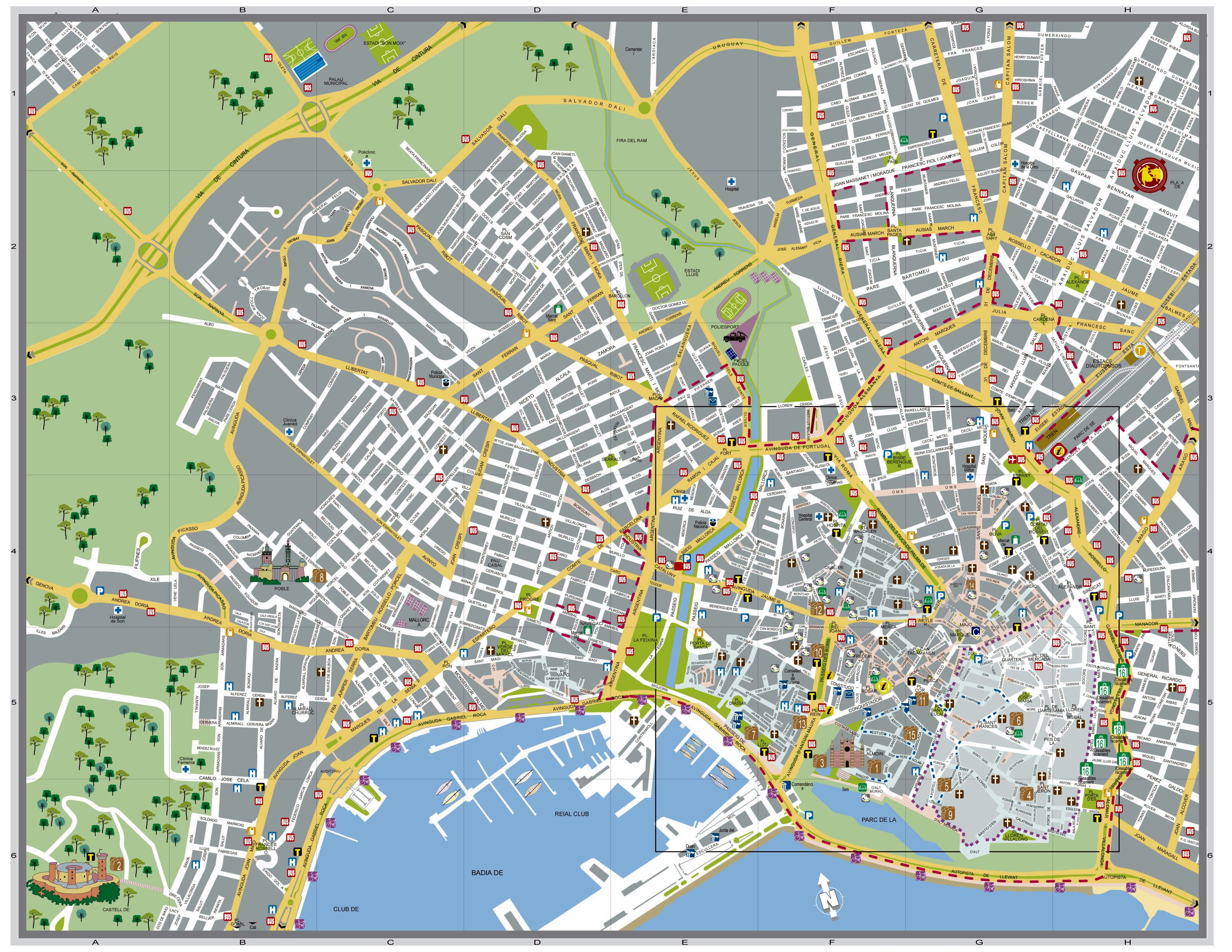 Large Detailed Tourist Map Of Palma De Mallorca Tourist Map Map | My ...