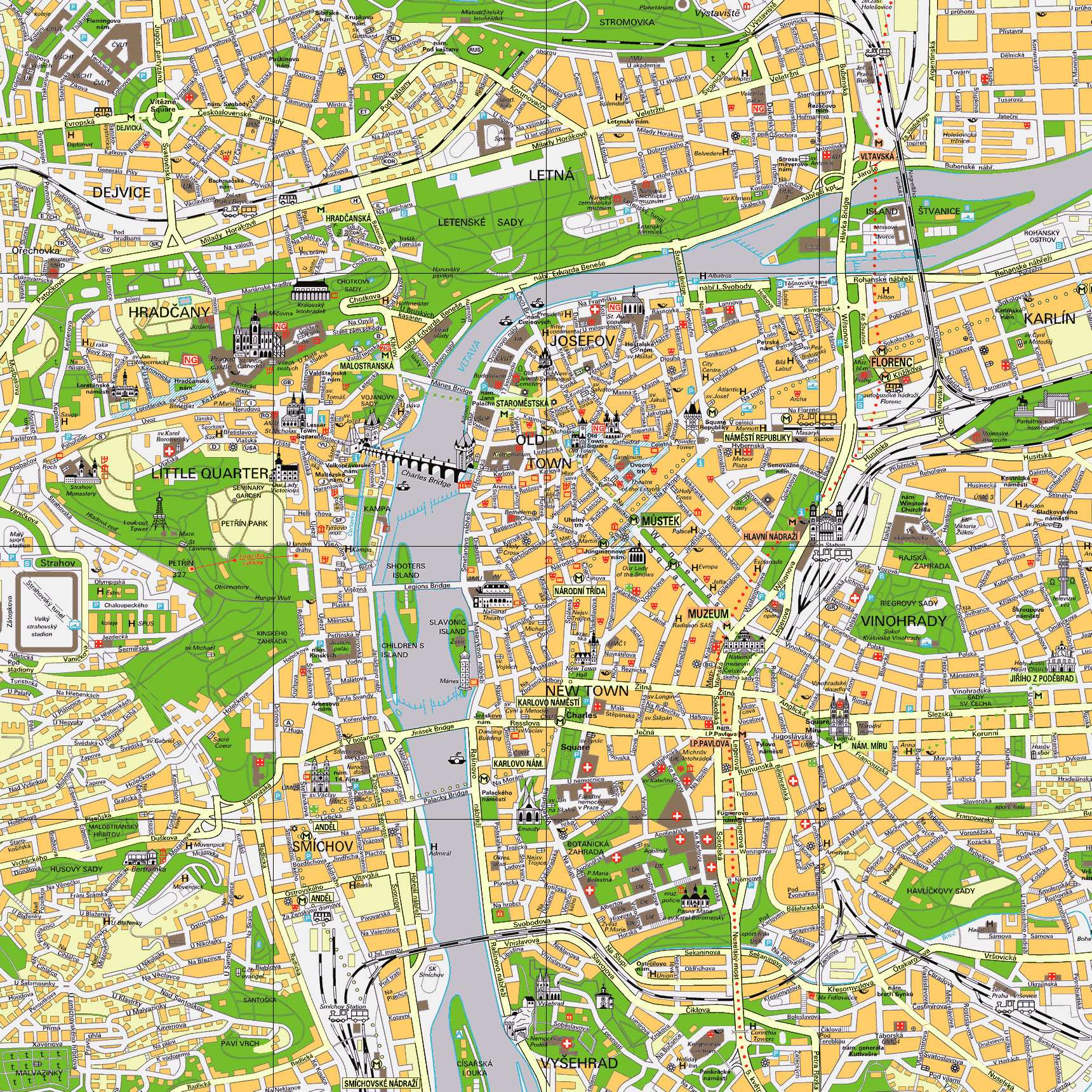 Stadtplan von Prag | Detaillierte gedruckte Karten von Prag