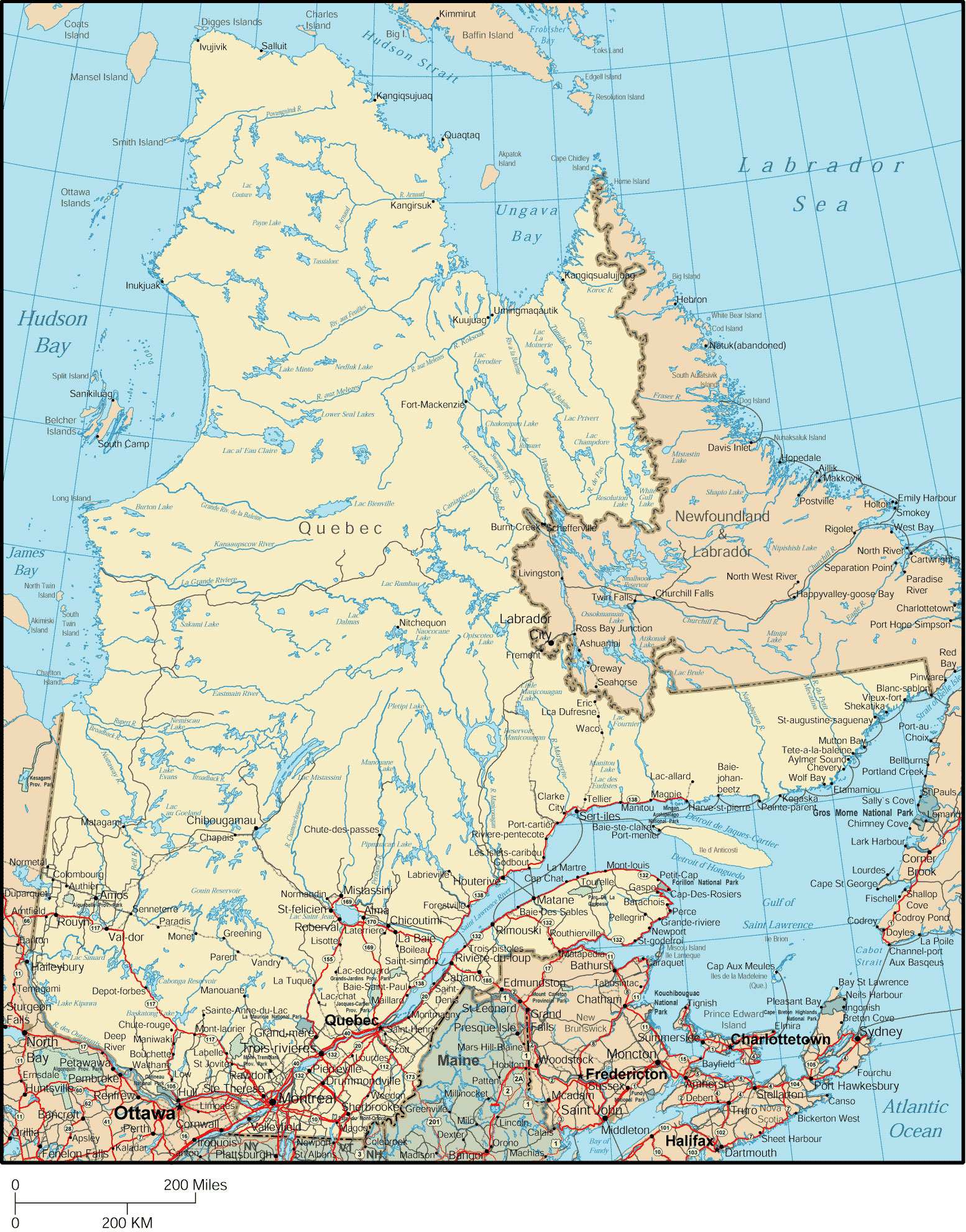 Carte Du Quebec Canada