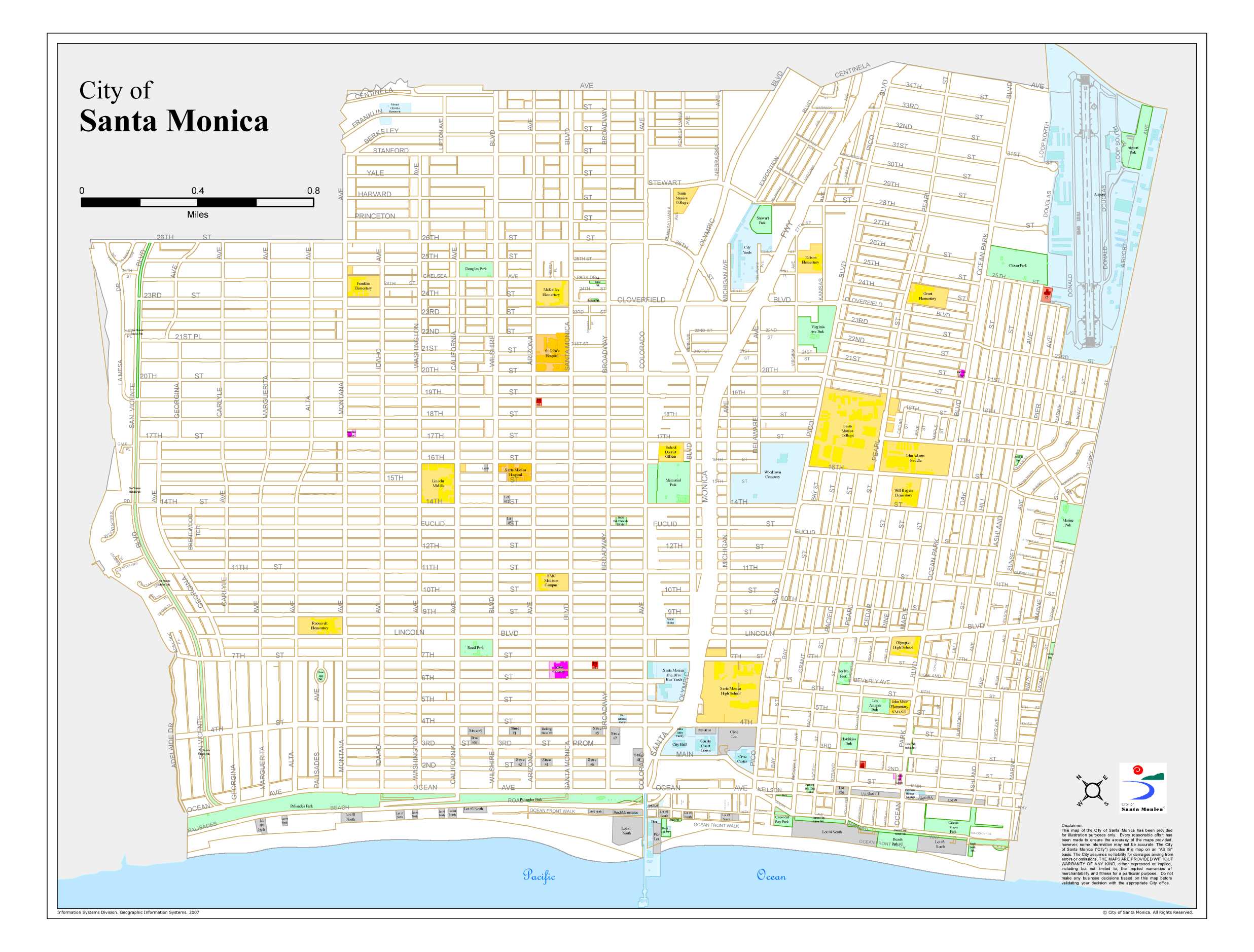 Large Santa Monica Maps for Free Download and Print