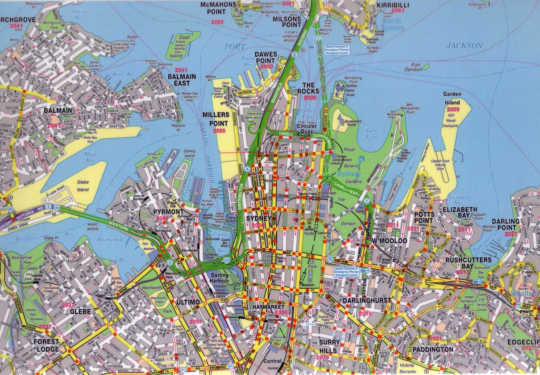 Stadtplan von Sydney | Detaillierte gedruckte Karten von Sydney