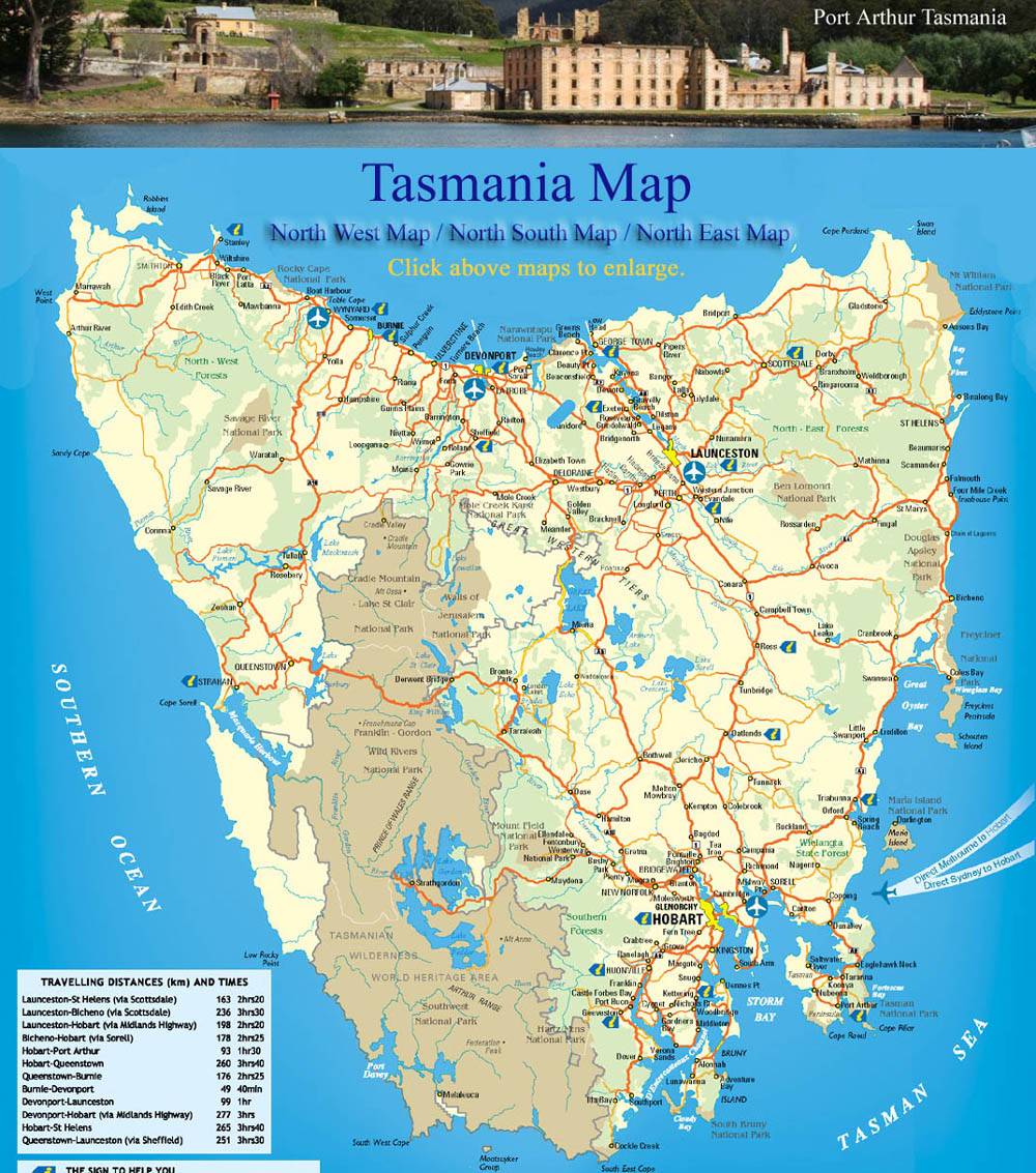 tourism map of tasmania