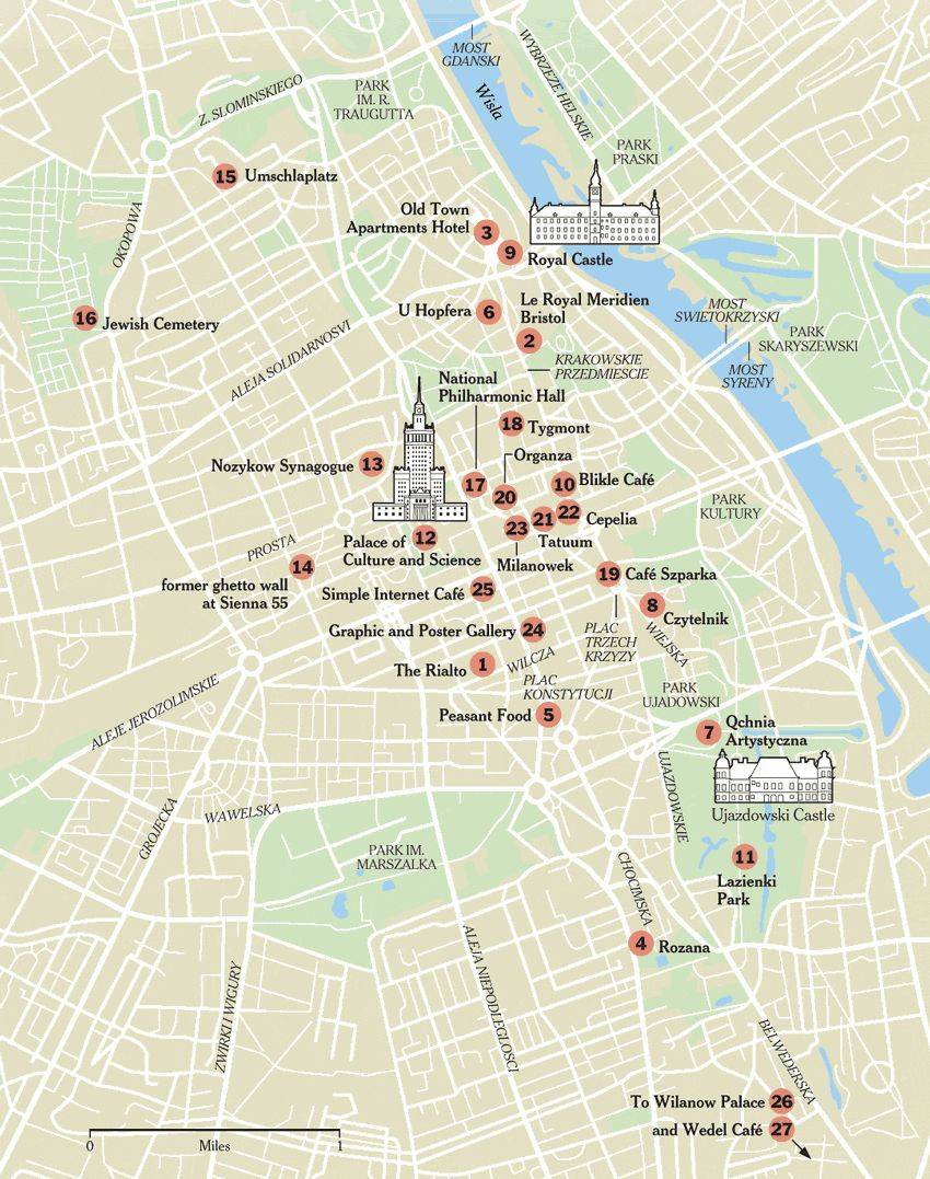 tourist map of warsaw