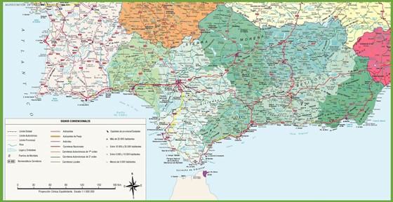 Detaillierte Karte von Andalusien 2
