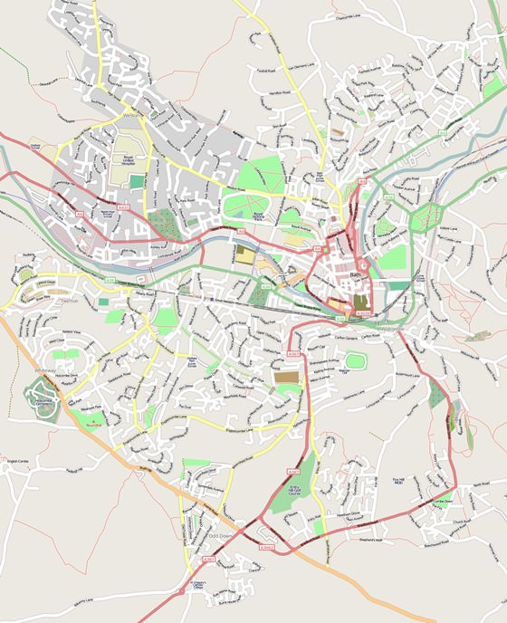 Interactive Map of Bath - Search Touristic Sights. Hiking and Biking Routes