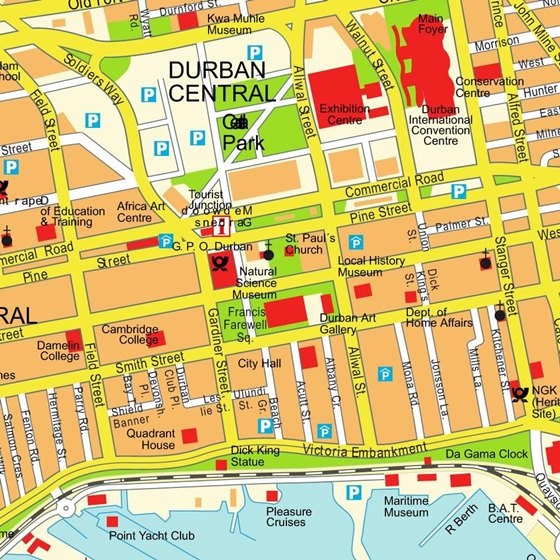 Detailed map of Durban 2