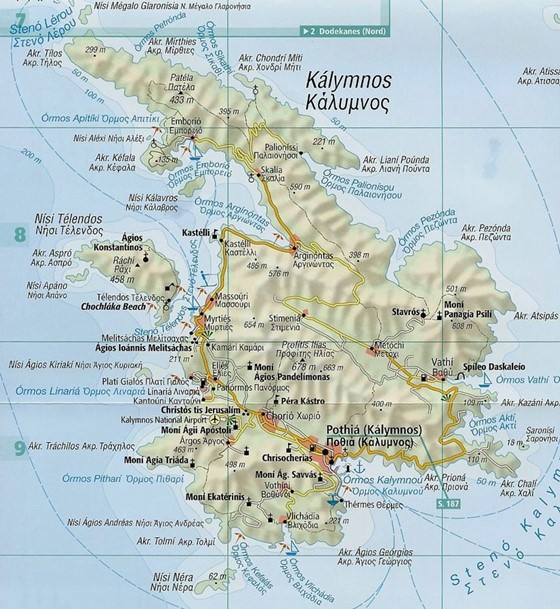 Large map of Kalymnos Island 1