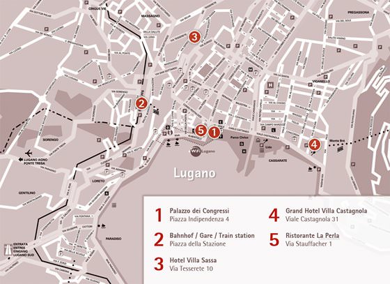 Detailed map of Lugano 2