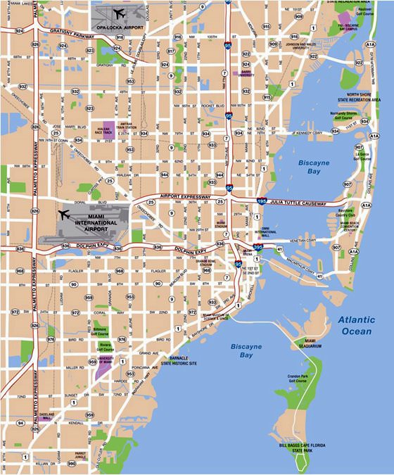 Stadtplan von Miami | Detaillierte gedruckte Karten von Miami