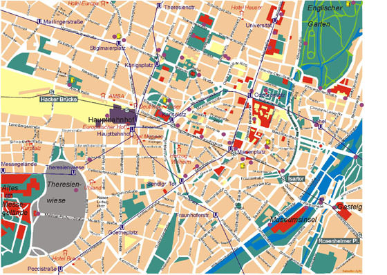 Munich Subway Map For Download Metro In Munich High Resolution Map Of Underground Network