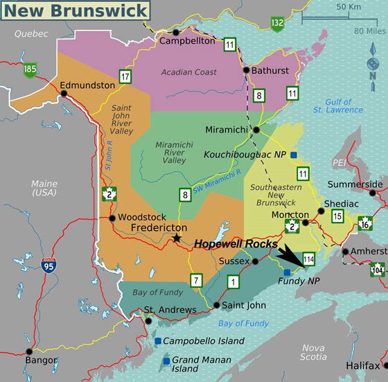 Подробная карта Нью-Брансуика 4