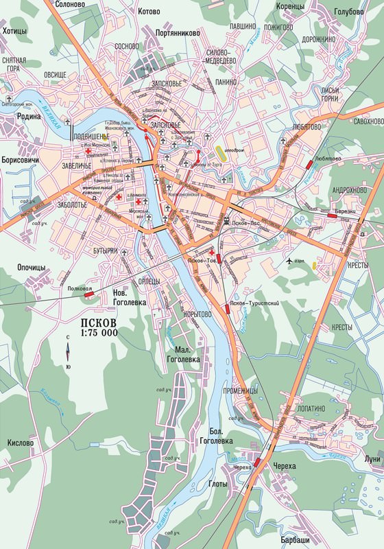 Детальная карта Пскова 1